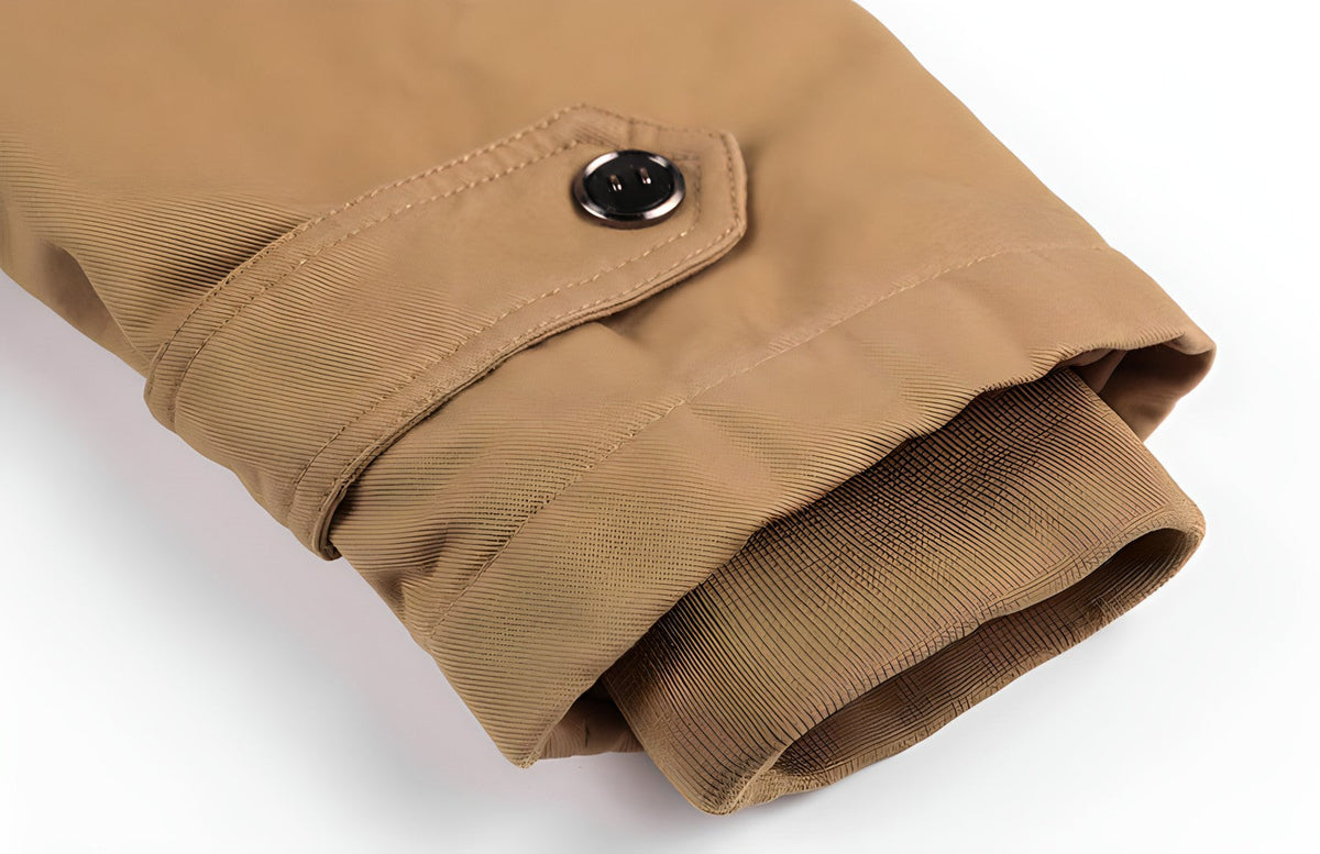 Men's Utility Jacket with Front Zipper, Multiple Pockets and Adjustable Waist