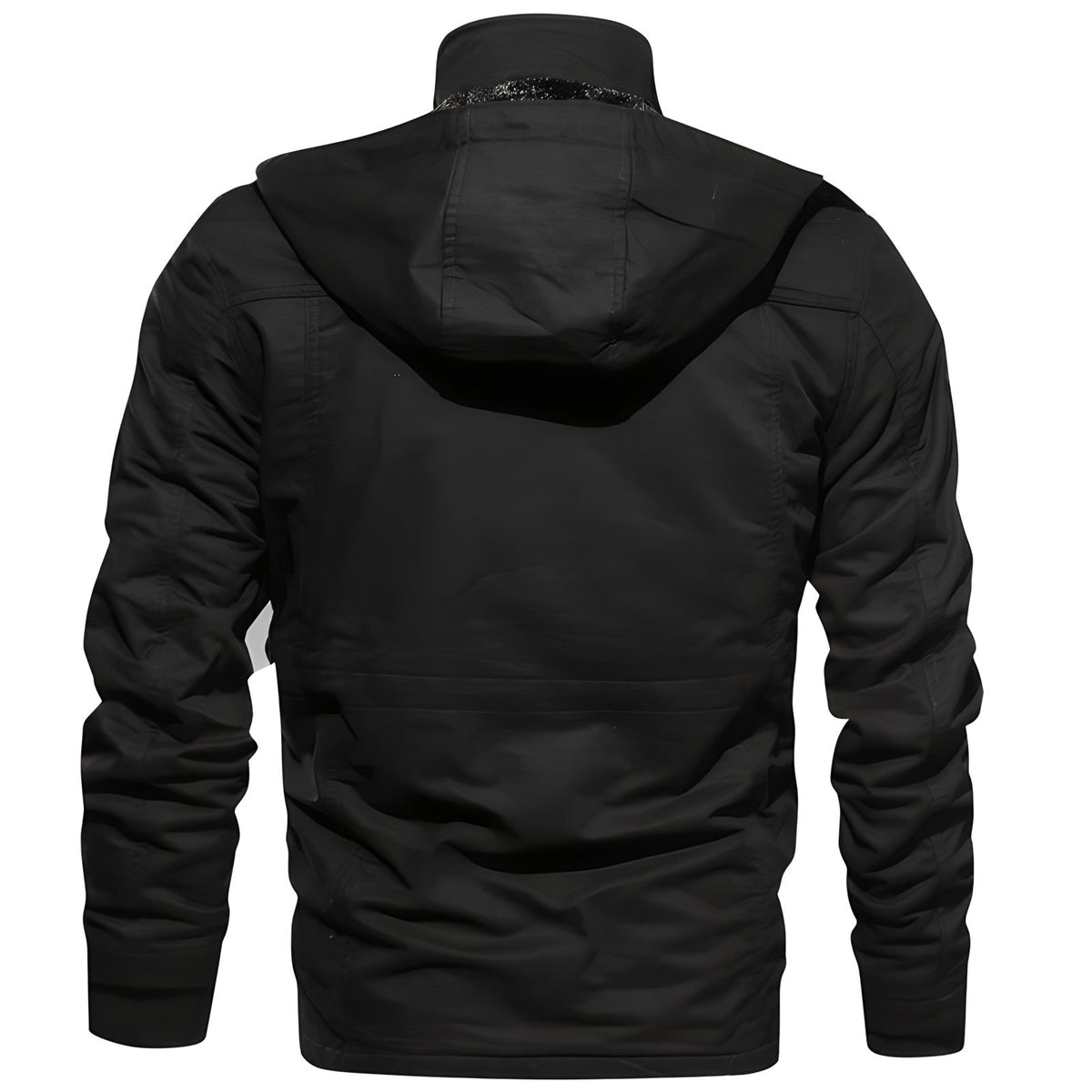 Men's Utility Jacket with Front Zipper, Multiple Pockets and Adjustable Waist
