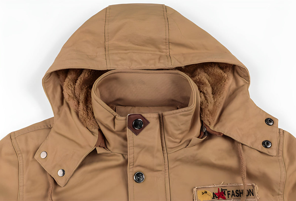 Men's Utility Jacket with Front Zipper, Multiple Pockets and Adjustable Waist