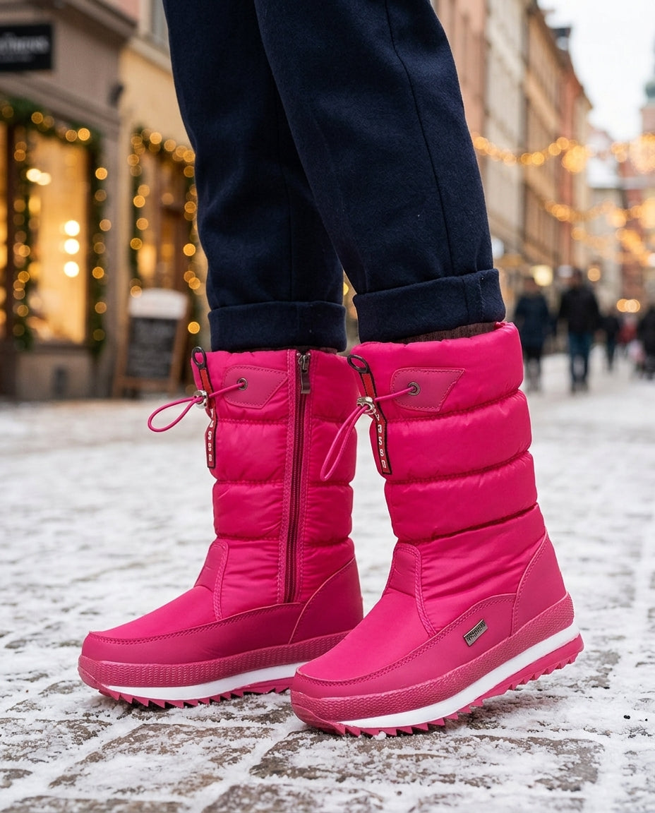 Women's Quilted Ankle Boots with Side Zipper and Toggle Opening