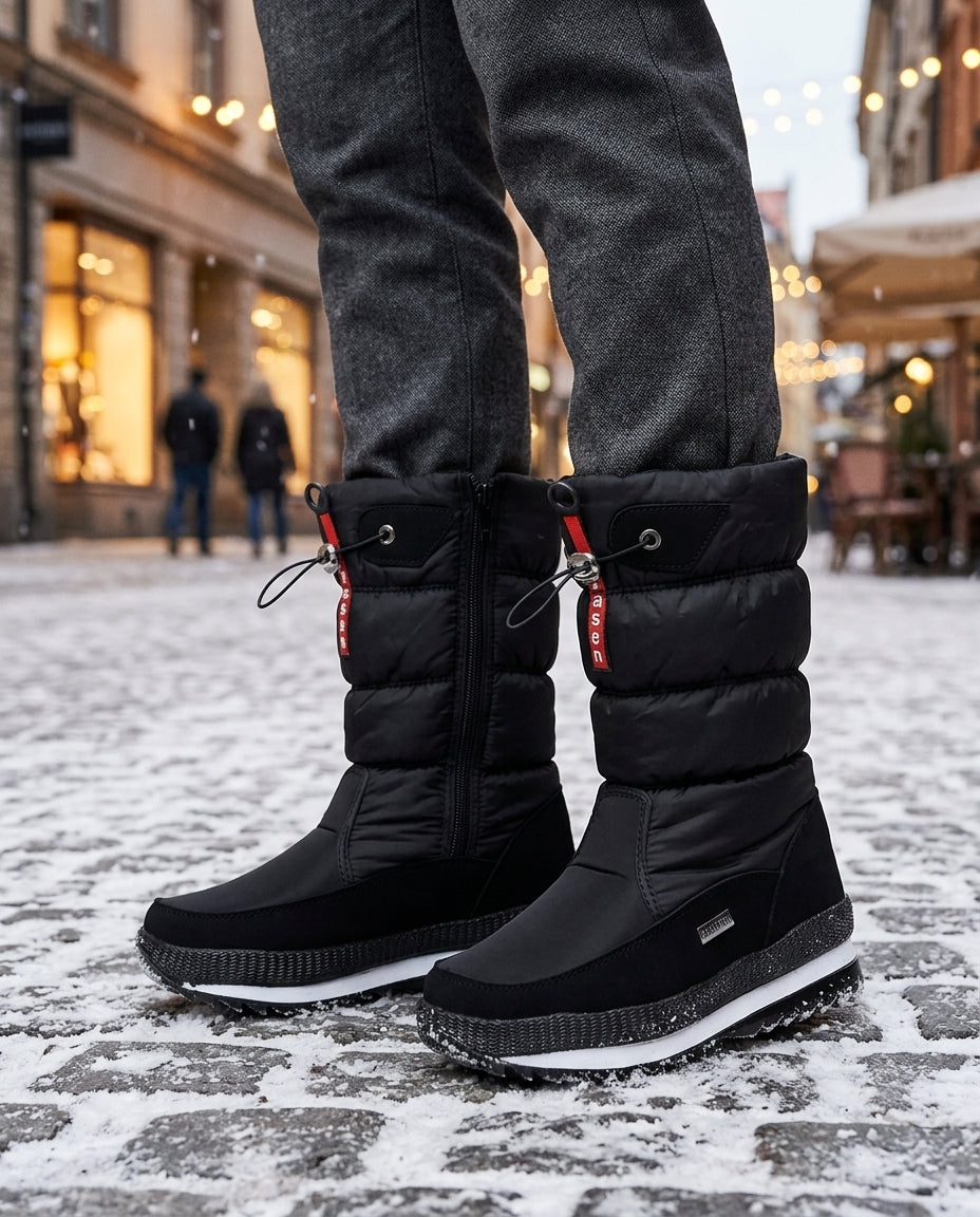 Women's Quilted Ankle Boots with Side Zipper and Toggle Opening