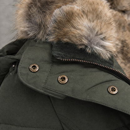 Women's Fitted Quilted Hooded Coat with Front Zipper and Side Pockets