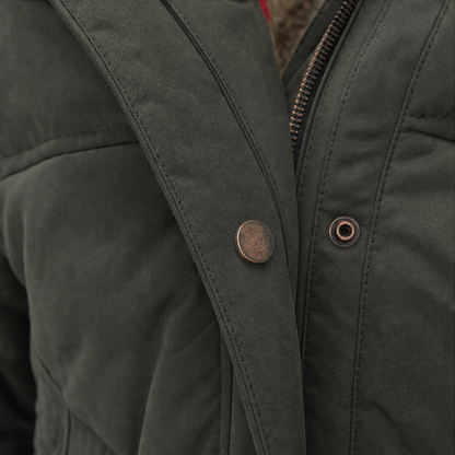 Women's Fitted Quilted Hooded Coat with Front Zipper and Side Pockets