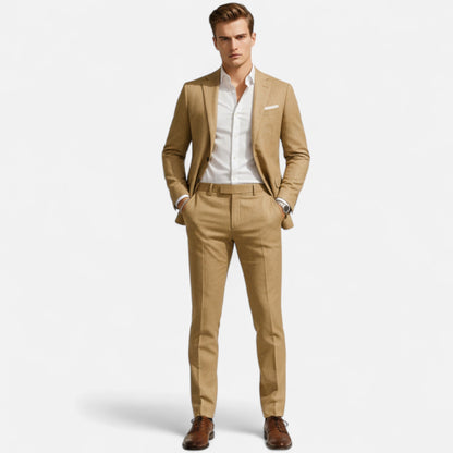 Men's Two-Piece Suit with Lapel Jacket and Coordinating Pants