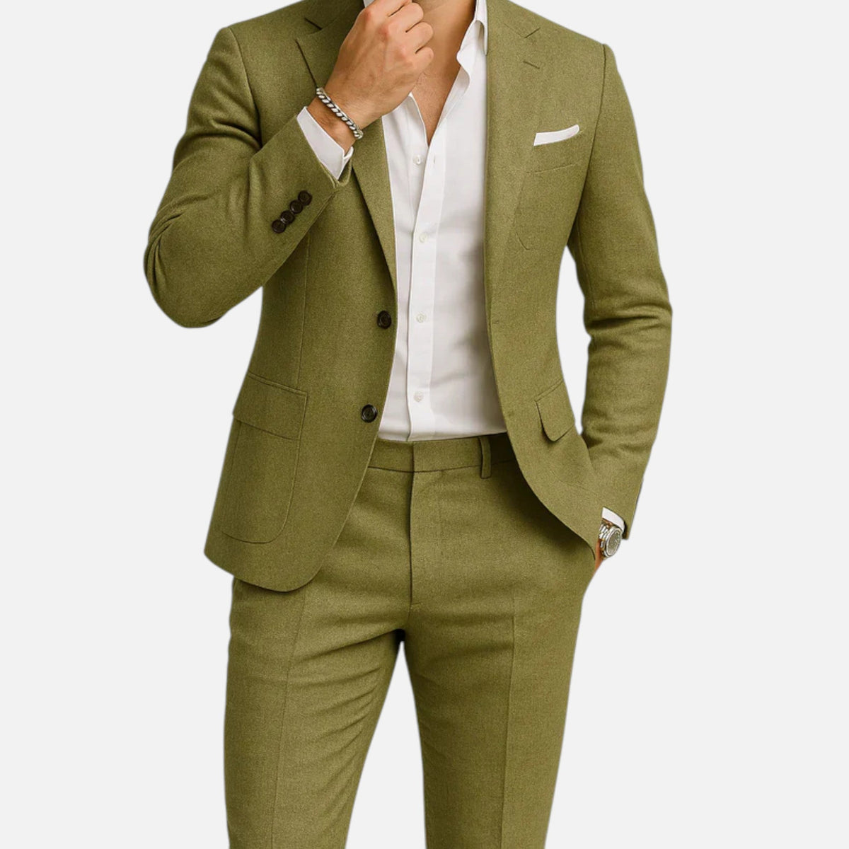Men's Two-Piece Suit with Lapel Jacket and Coordinating Pants