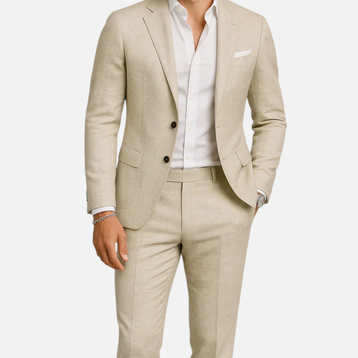 Men's Two-Piece Suit with Lapel Jacket and Coordinating Pants