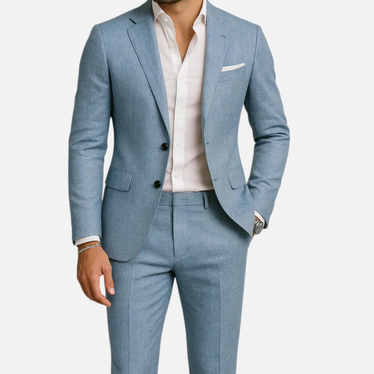 Men's Two-Piece Suit with Lapel Jacket and Coordinating Pants