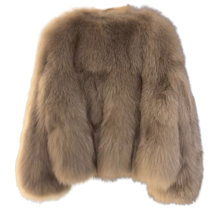 Women's Fur-Look Panel Jacket with V-Neck and Decorative Buttons
