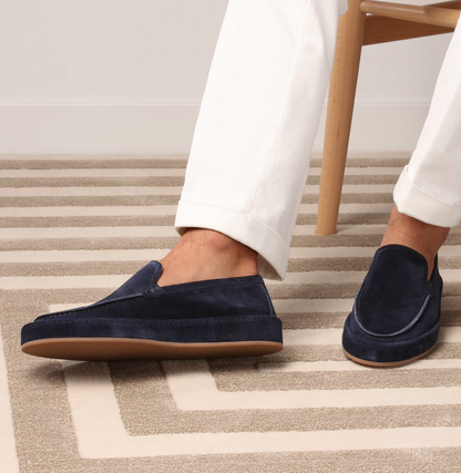 Men's Slip-On Loafers with Low Profile and Visible Seam Details