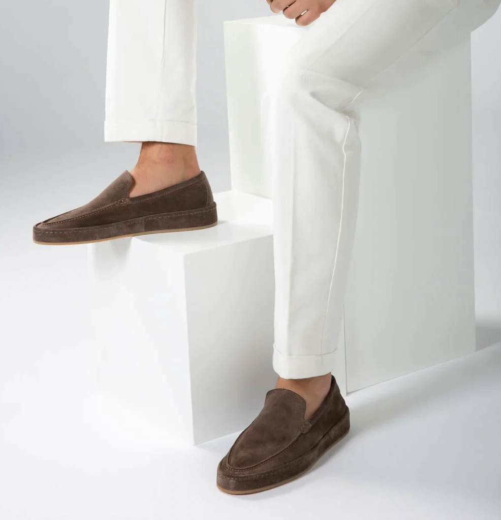 Men's Slip-On Loafers with Low Profile and Visible Seam Details