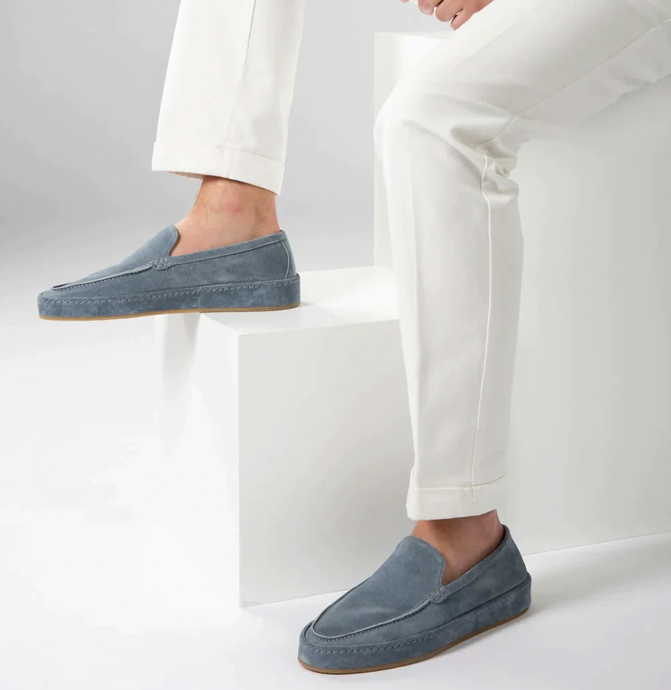 Men's Slip-On Loafers with Low Profile and Visible Seam Details