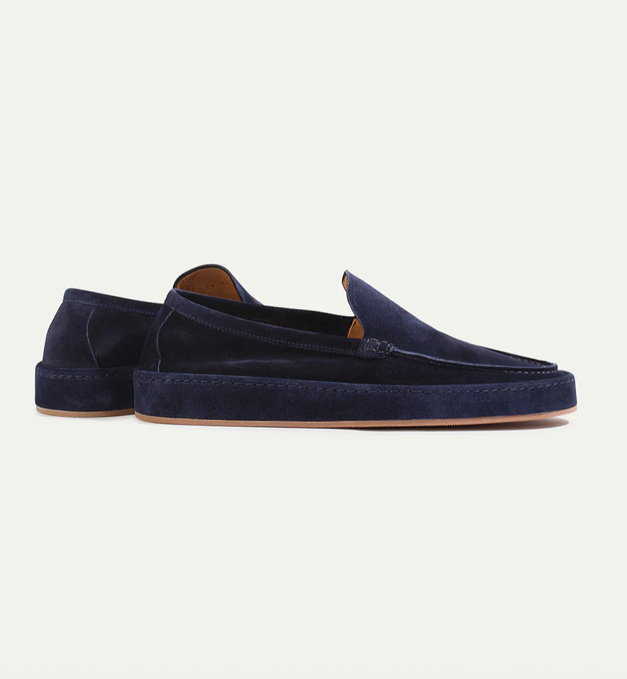 Men's Slip-On Loafers with Low Profile and Visible Seam Details