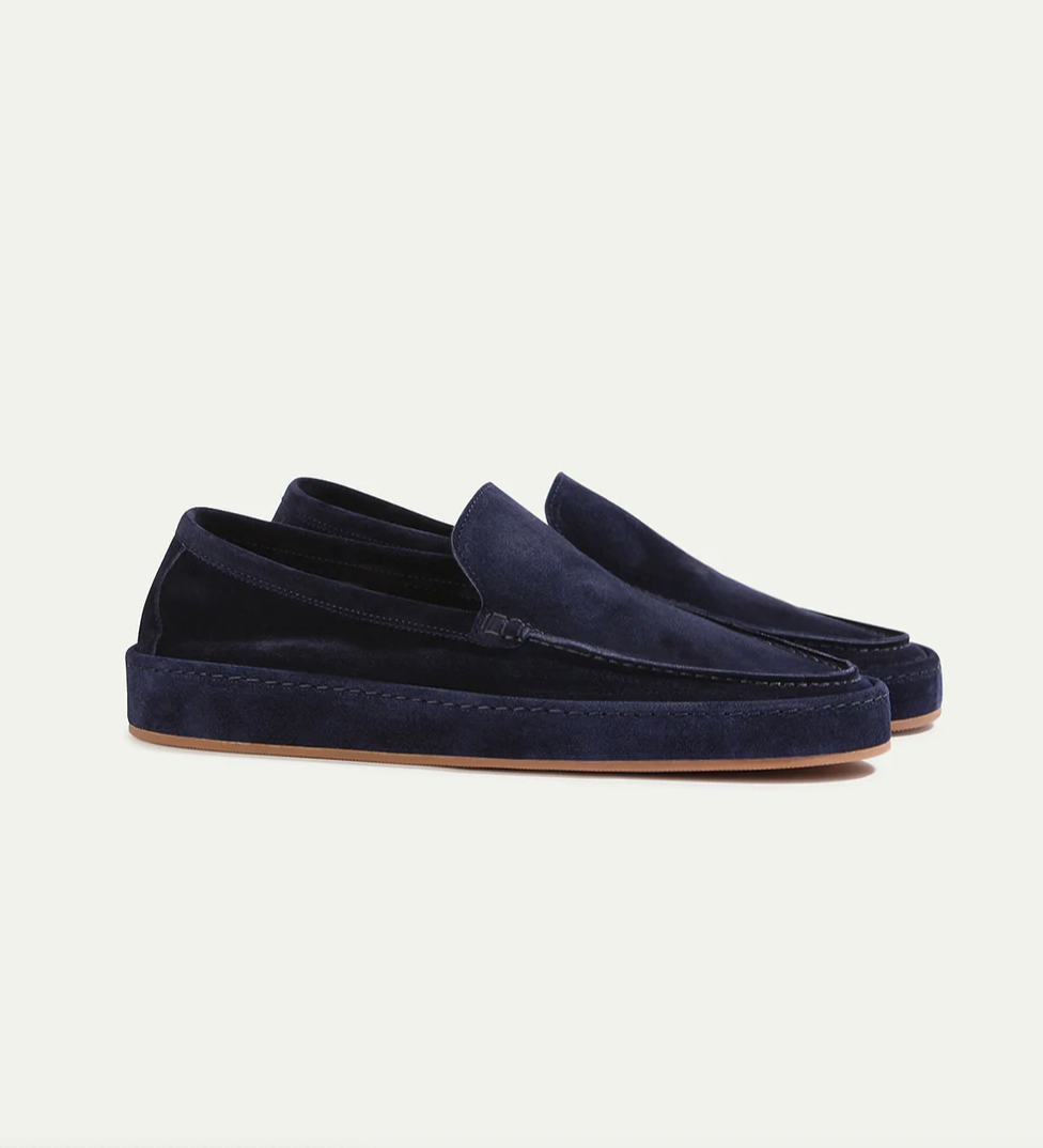 Men's Slip-On Loafers with Low Profile and Visible Seam Details