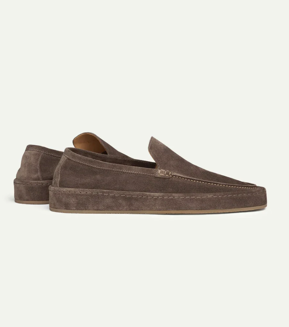 Men's Slip-On Loafers with Low Profile and Visible Seam Details