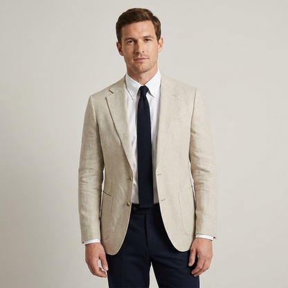Men's Lapel Blazer with Front Buttons and Chest Pocket Detail