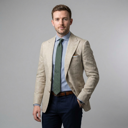 Men's Lapel Blazer with Front Buttons and Chest Pocket Detail