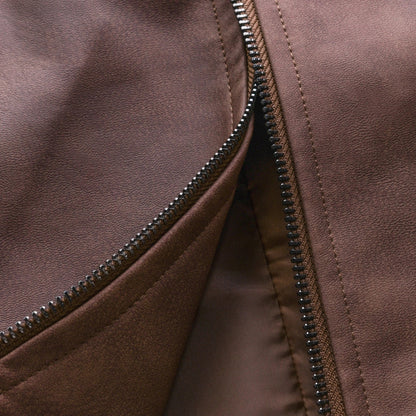 Men's Pointed-Collar Zipper Jacket with Panel Seam Details