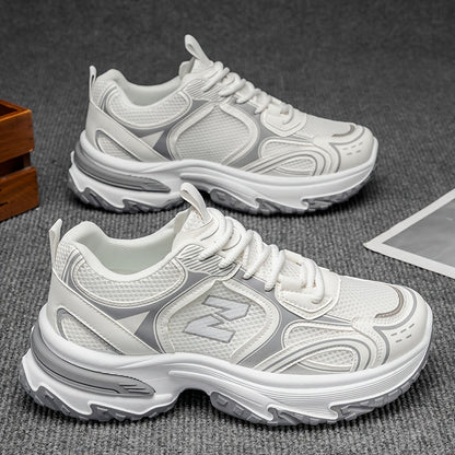 Unisex Low-Top Lace-Up Sneakers with Contrast Panels and Rounded Toe