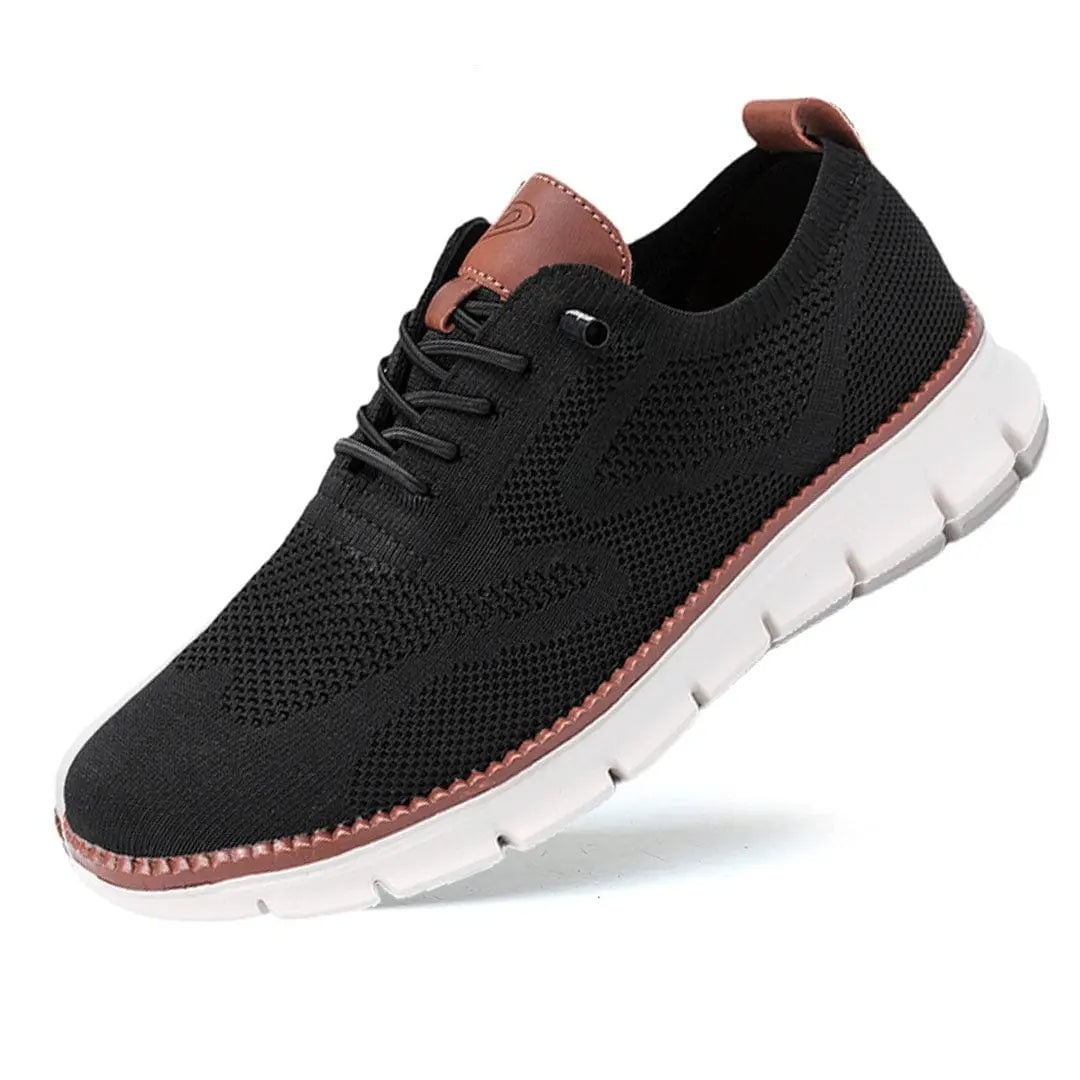 Men's Lace-Up Knit Sneakers with Contrast Segmented Sole