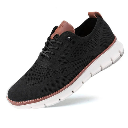 Men's Lace-Up Knit Sneakers with Contrast Segmented Sole