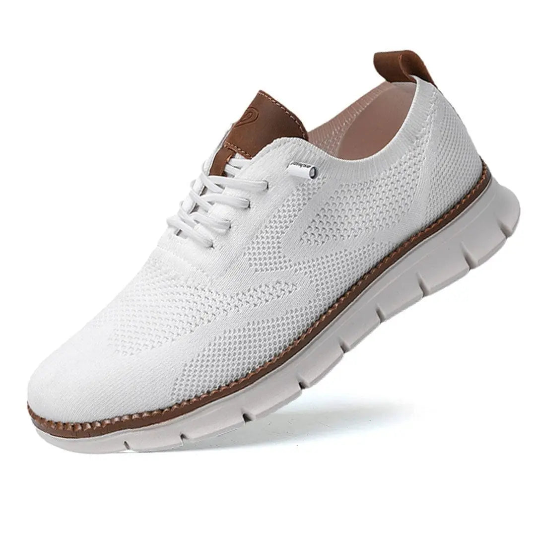 Men's Lace-Up Knit Sneakers with Contrast Segmented Sole