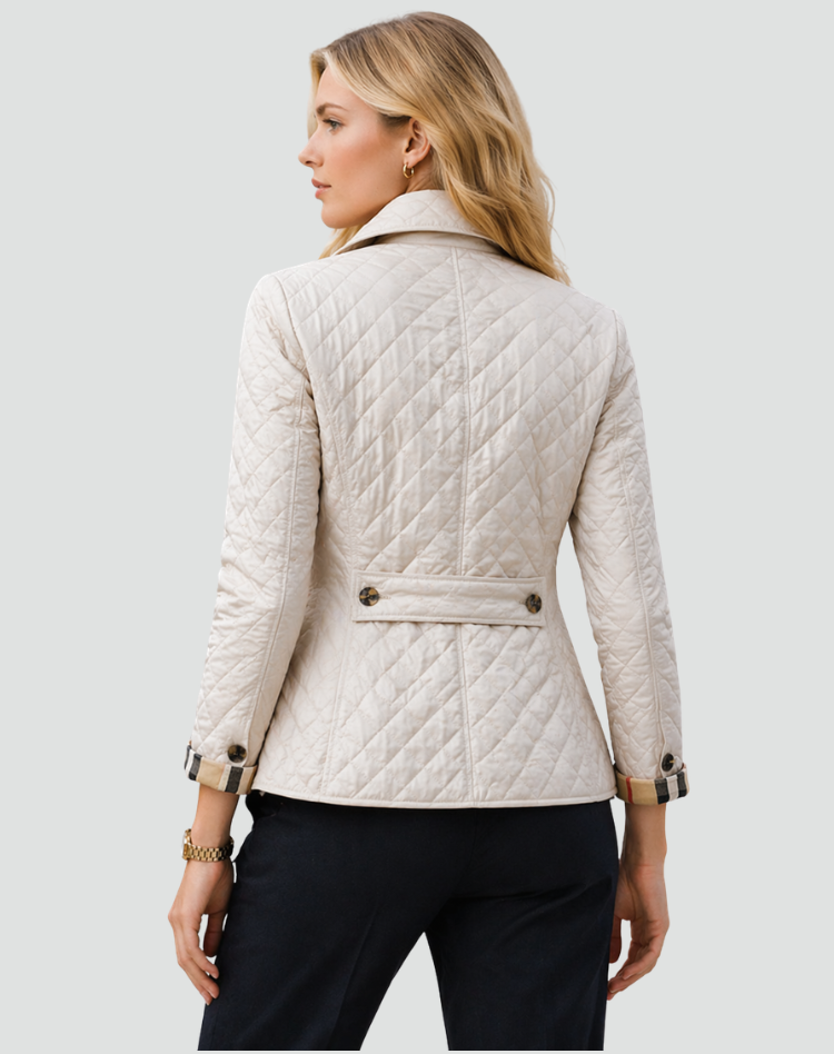 Women's Diamond-Quilted Jacket with Button Front and Collar