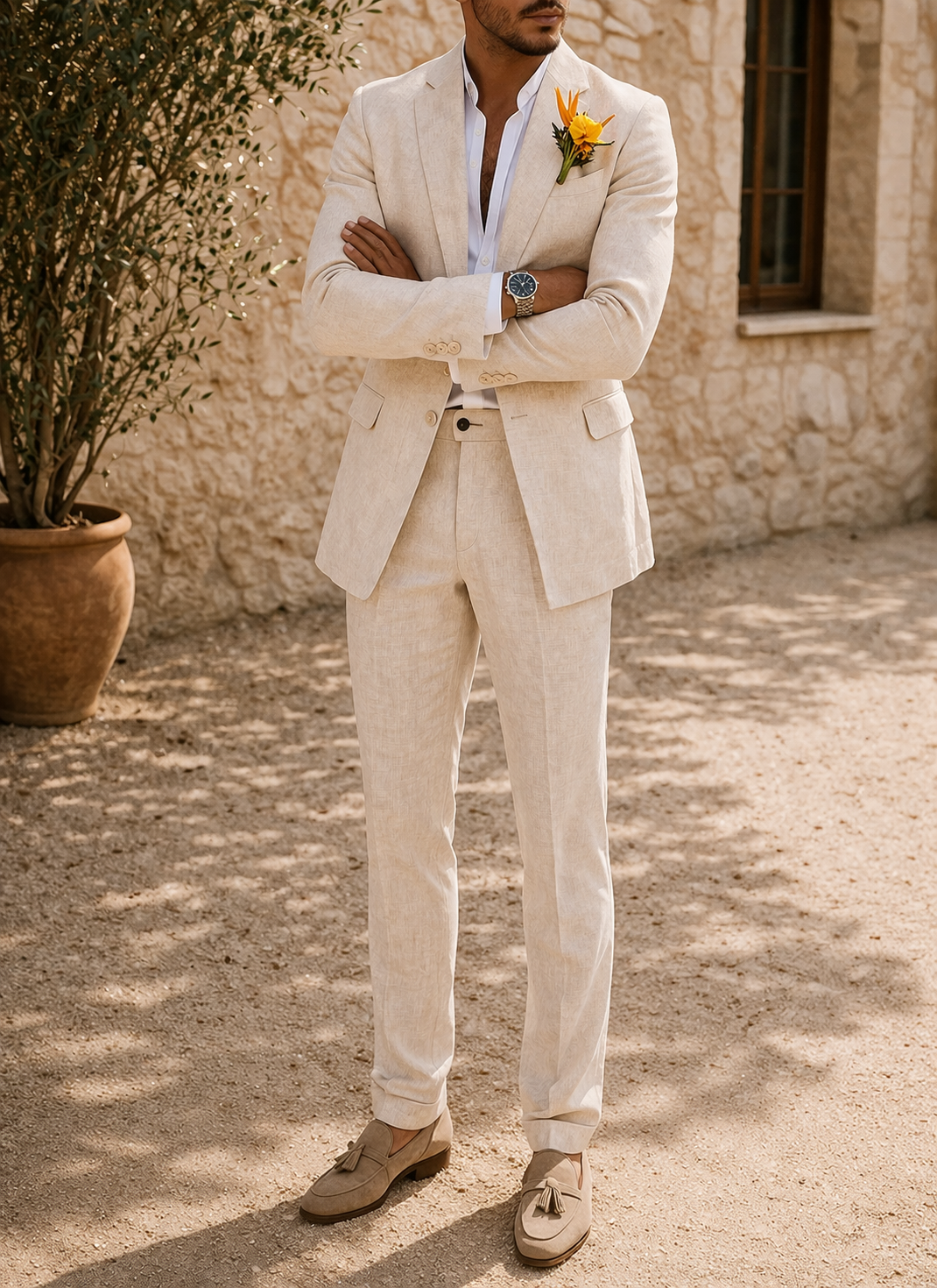 Men's Two-Piece Occasion Suit with Lapel Blazer and Matching Pants