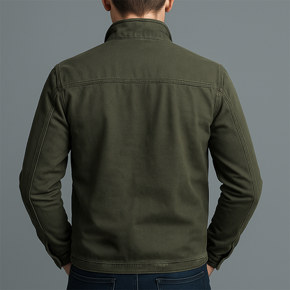 Men's Stand-Collar Zipper Jacket with Chest and Side Pockets