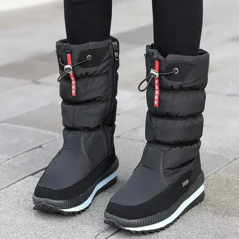 Women's Quilted-Shaft Boots with Zipper and Adjustable Toggle Opening