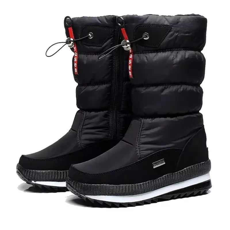 Women's Quilted-Shaft Boots with Zipper and Adjustable Toggle Opening
