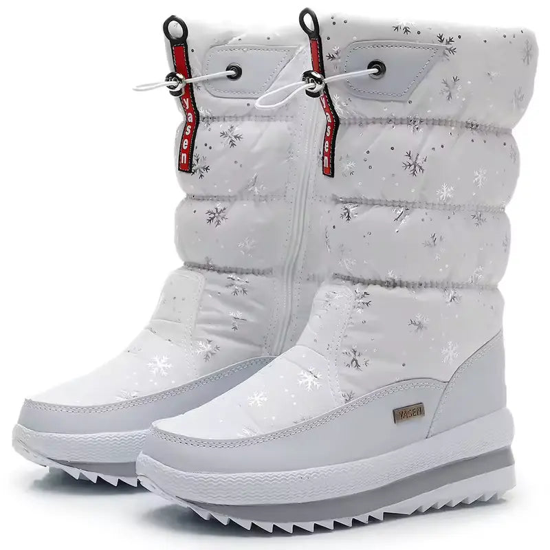 Women's Quilted-Shaft Boots with Zipper and Adjustable Toggle Opening