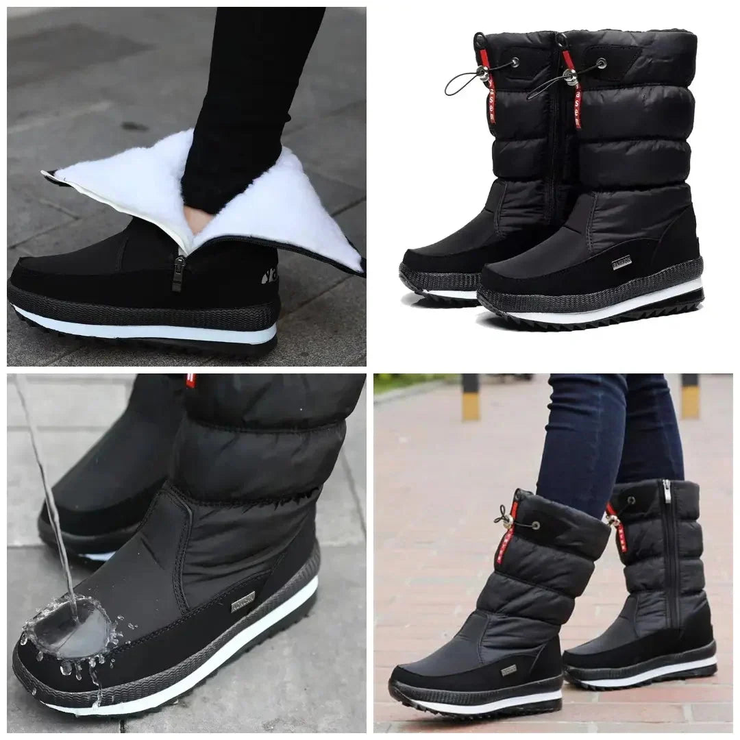 Women's Quilted-Shaft Boots with Zipper and Adjustable Toggle Opening