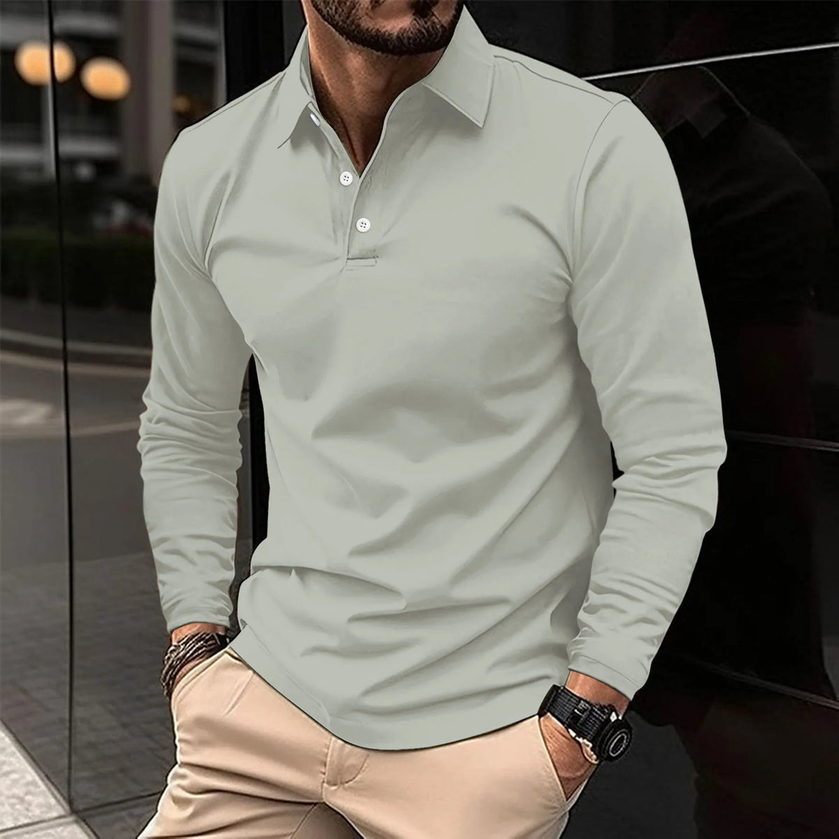 Men's Smart Long-Sleeved Polo