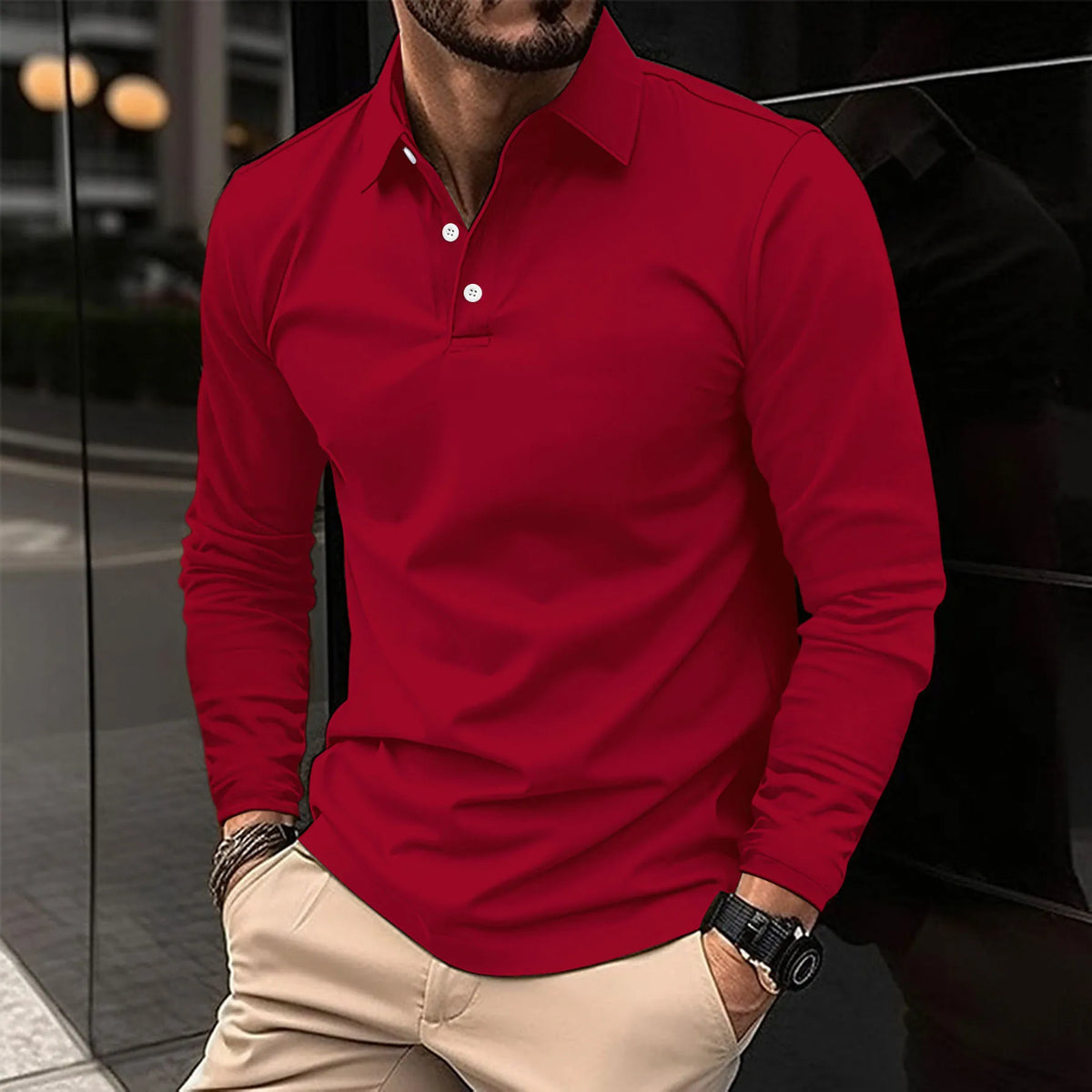 Men's Smart Long-Sleeved Polo