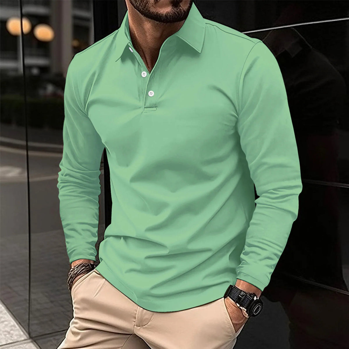 Men's Smart Long-Sleeved Polo