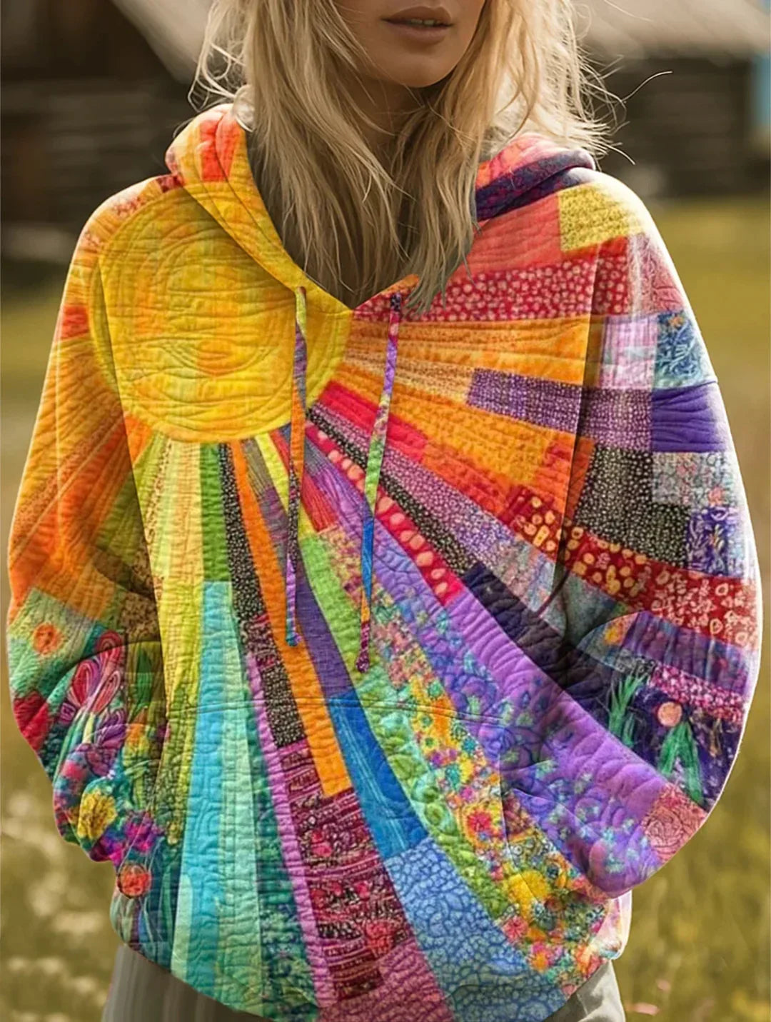 Women's Vibrant Patchwork Hoodie