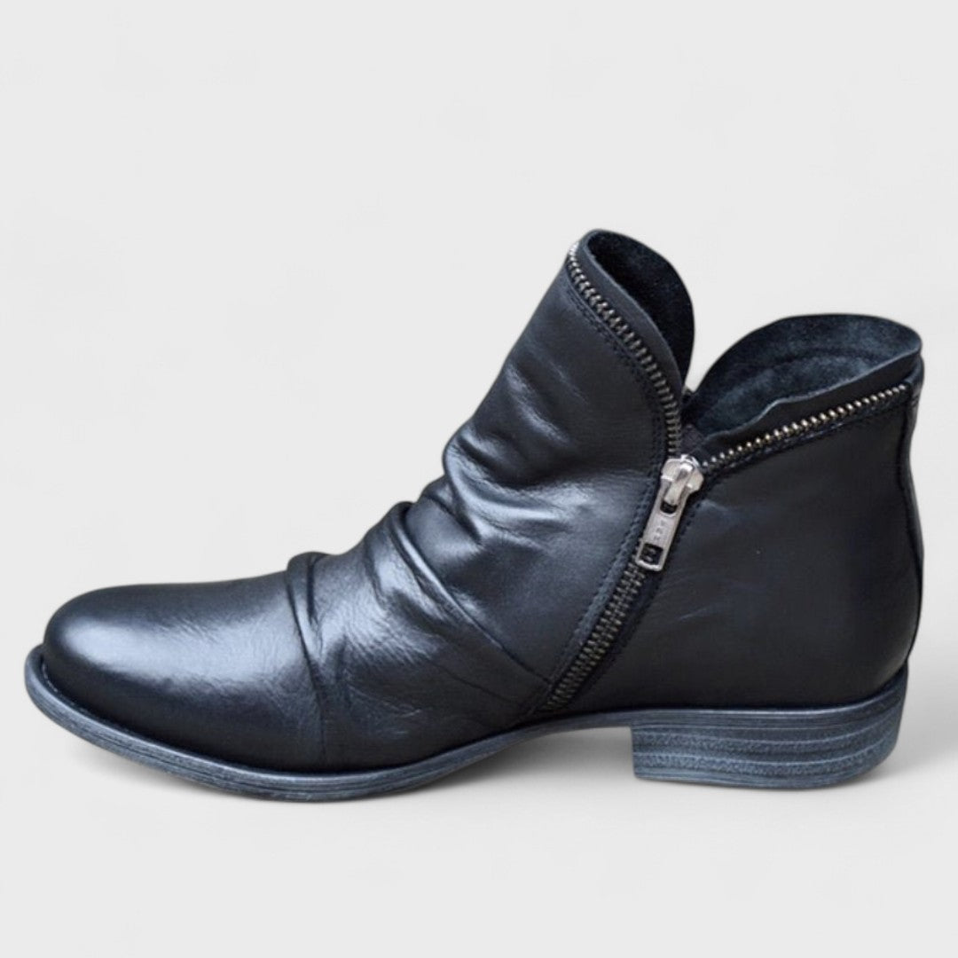 Women's Side-Zip Ankle Boots with Gathered Panel Detail