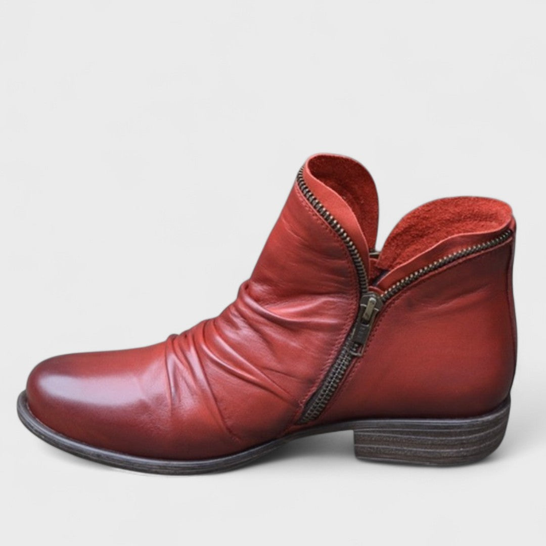 Women's Side-Zip Ankle Boots with Gathered Panel Detail
