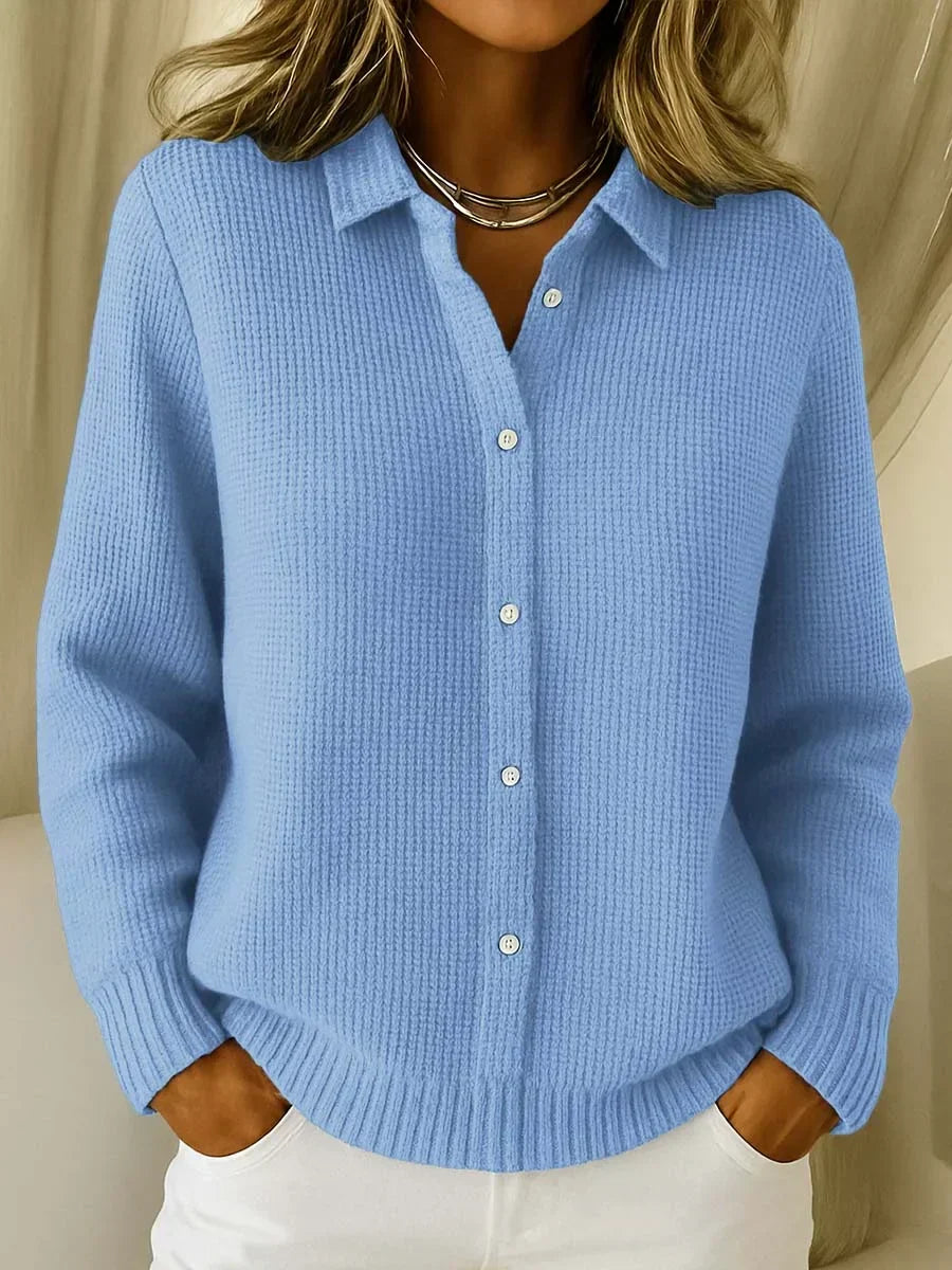 Women's Collared Button-Front Knit Cardigan
