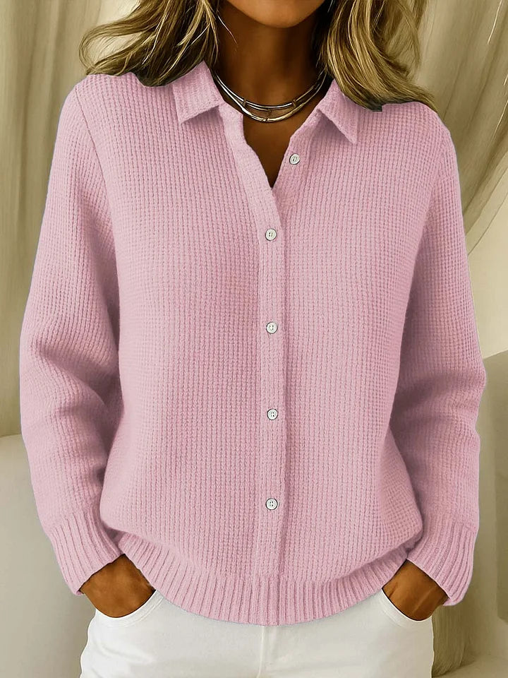 Women's Collared Button-Front Knit Cardigan