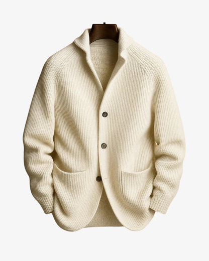 Men's Button-Front Jacket with Lapel Collar