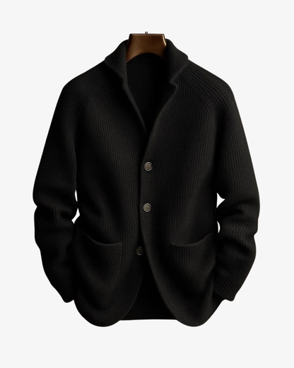Men's Button-Front Jacket with Lapel Collar
