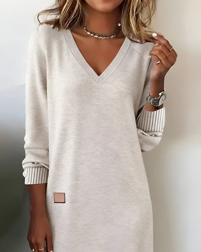 Women's V-Neck Dress with Relaxed Silhouette