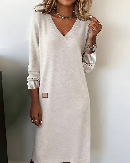 Women's V-Neck Dress with Relaxed Silhouette