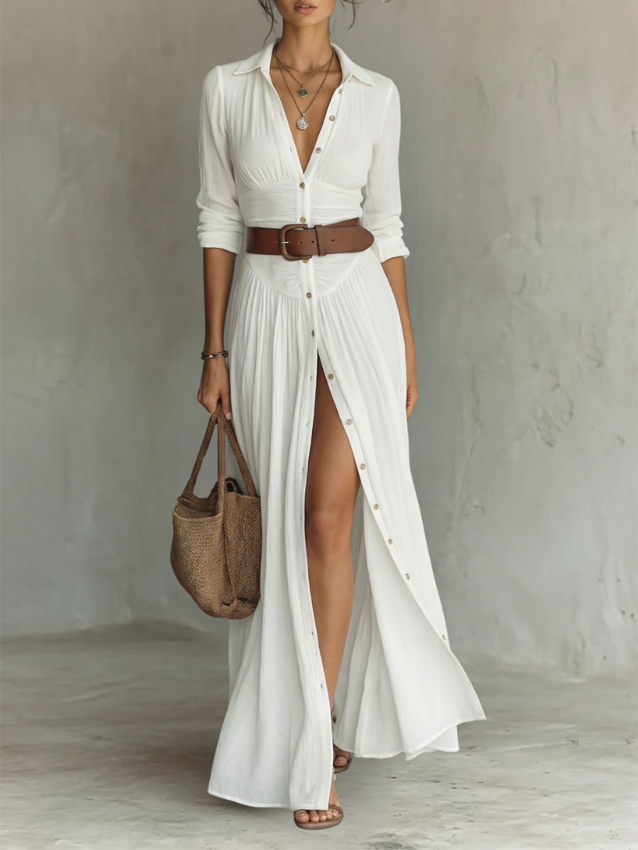 Women's Long-Sleeve Collared Dress