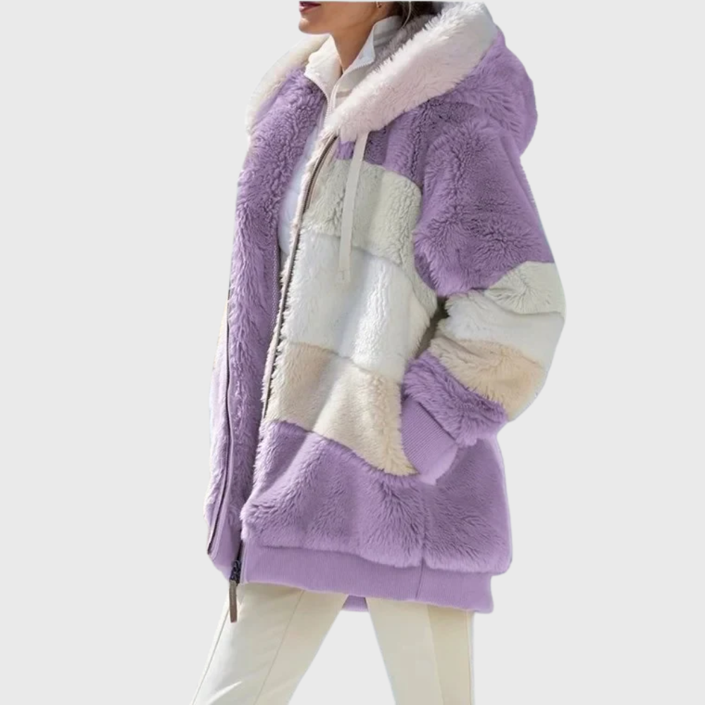 Women's Hooded Textured Jacket with Front Pockets