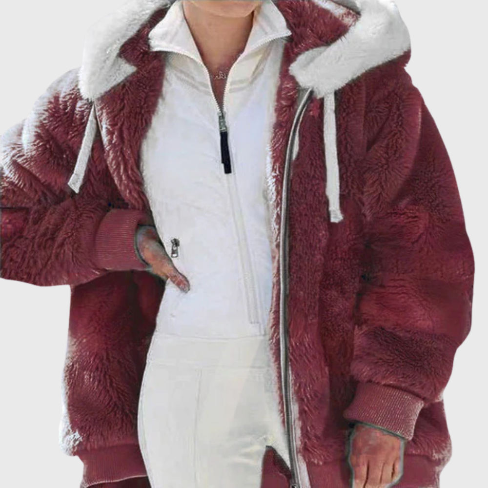 Women's Hooded Textured Jacket with Front Pockets