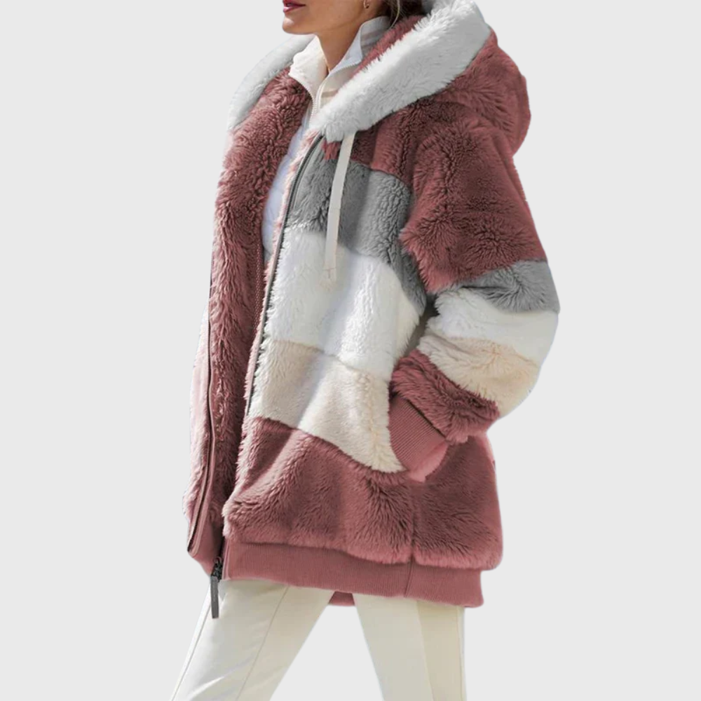 Women's Hooded Textured Jacket with Front Pockets