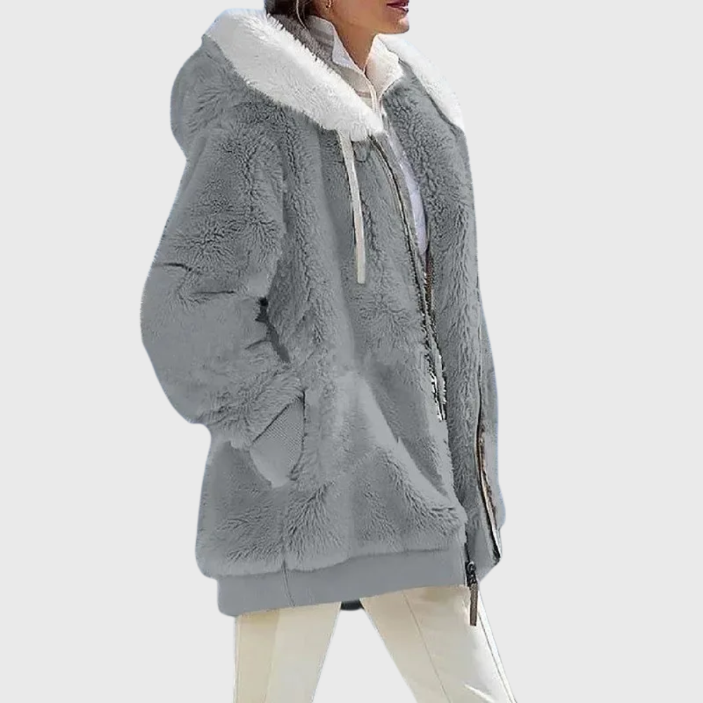 Women's Hooded Textured Jacket with Front Pockets