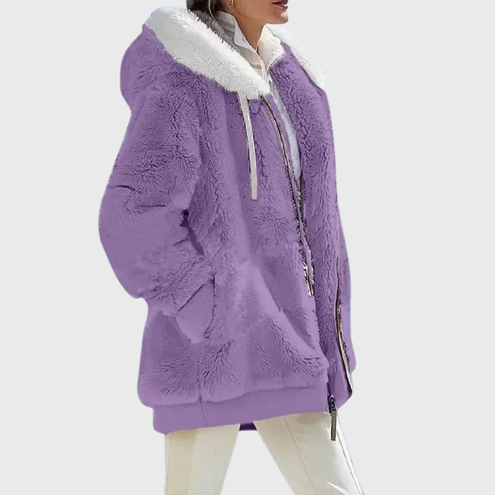 Women's Hooded Textured Jacket with Front Pockets